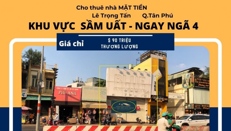 Cho thuê nhà Mặt Tiền Lê Trọng Tấn 160m2, 90 triệu, NGAY NGÃ 4 AEON